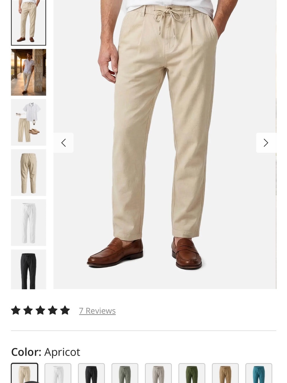 Men's Apricot Drawstring Chino Pants